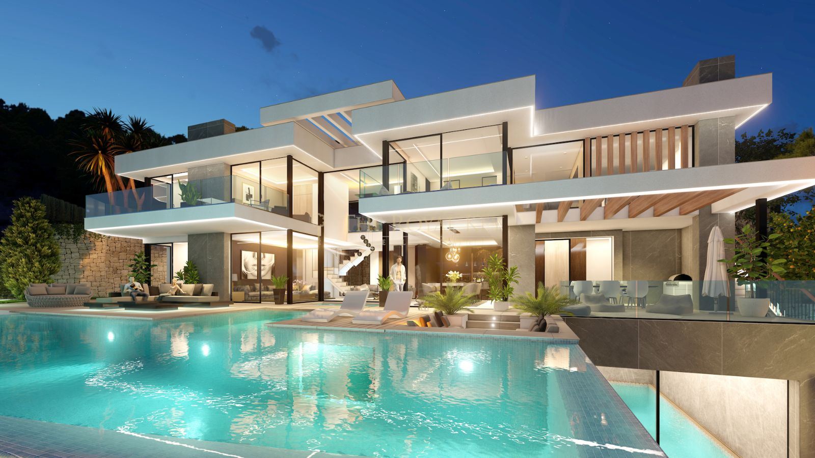Luxe villa in Calpe, overloopzwembad op twee verdiepingen
